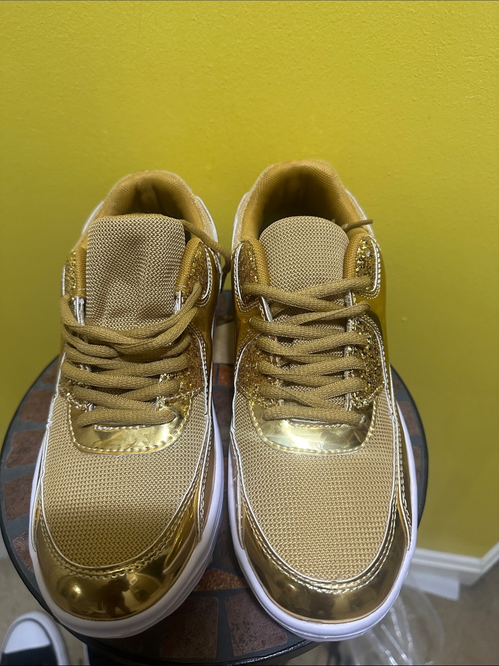 Metallic Gold Casual Sneakers